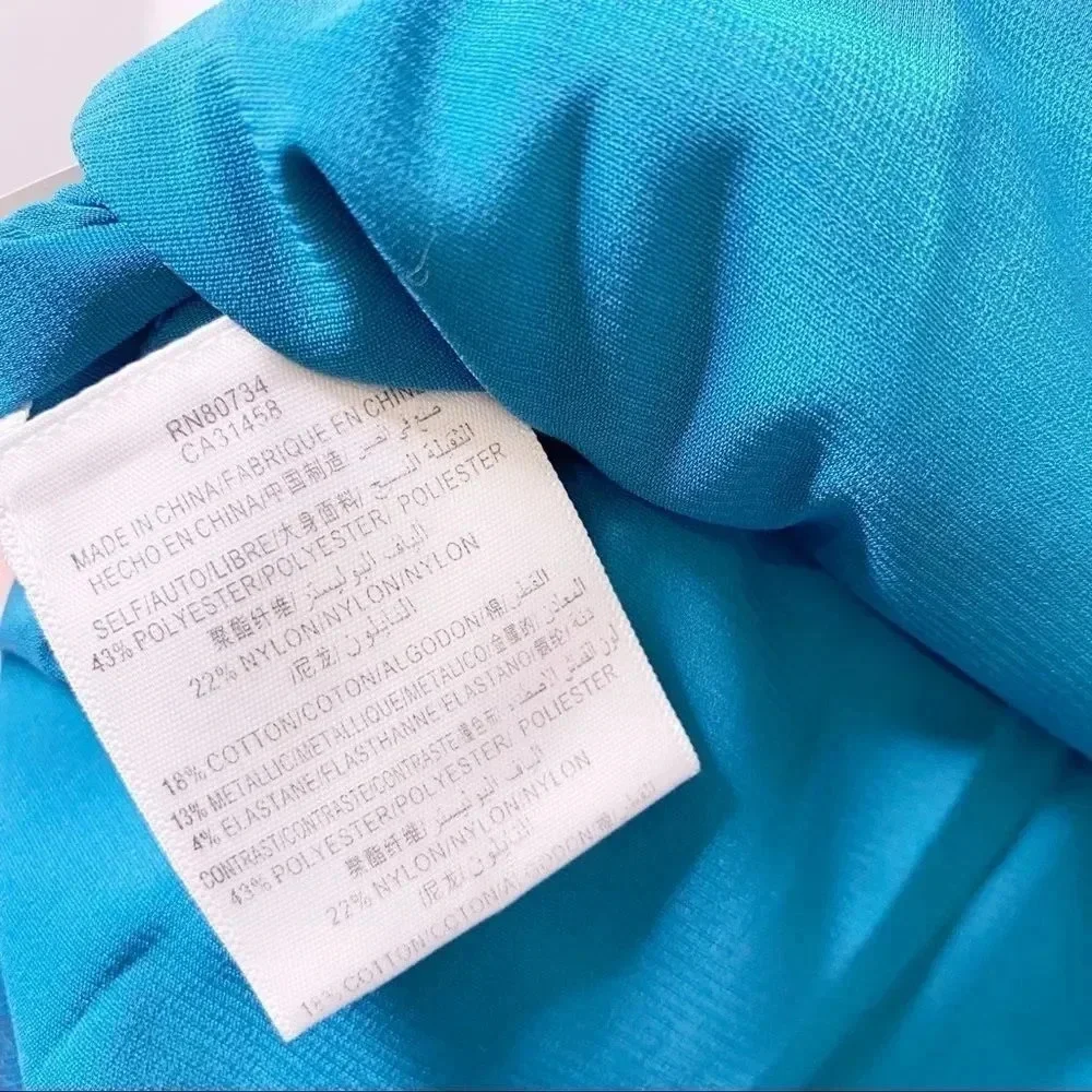 BCBGMAXAZRIA CYAN Crinkle‎ Ruched Mini Dress 90s Y2K Sz 10
